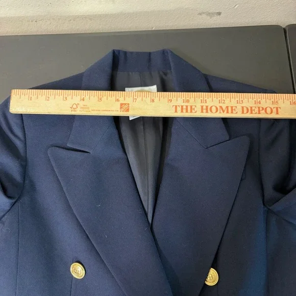 Talbot Double Breasted Blazer Womens 2P Wool Navy Gold Crest Buttons Academia - Picture 11 of 16